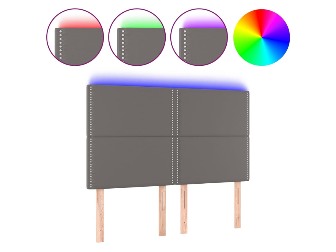Led Headboard, Led Headboards Vidaxl Cinzeto Couro Artificial (144 X 5 X 118/128 Cm)