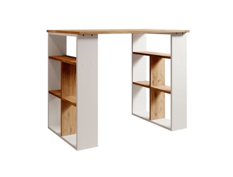 Secretária Urban Móveis Bonitos Com Prateleira Cor Branca E Pinho