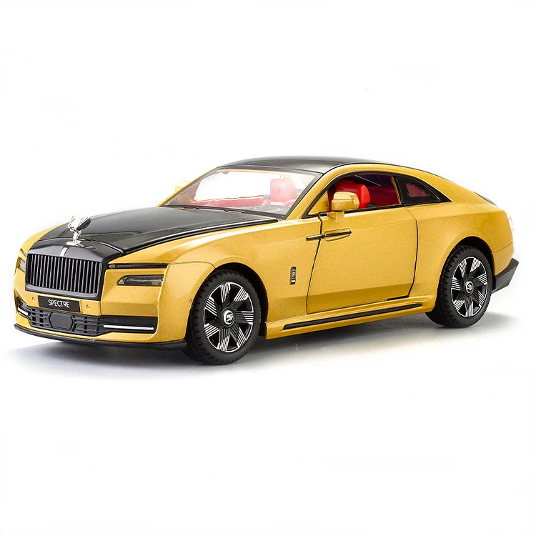 (dourado) Miniatura De Carro Em Escala 1/24 - Fundição Em Metal - Simulação De Som E Luz