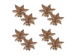 8 Flores Douradas de Glitter Grandes Ornamentos para Decoração de Natal NEVEANCE