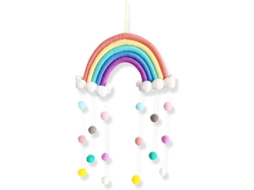 Decoración Pendente Arco-íris, Tapiz Macramé Com Bolas De Feltro, Tecido À Mão Para Crianças E Decoração De Quartos