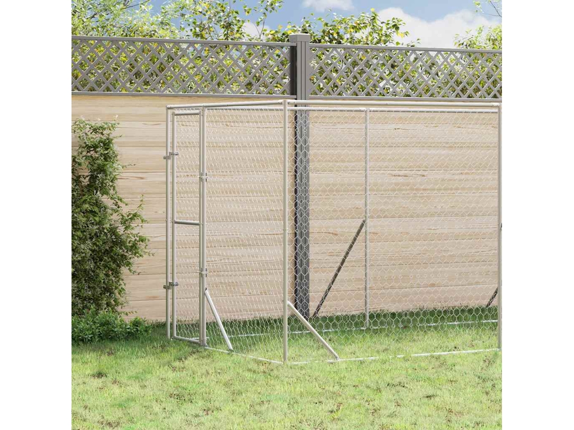 Vidaxl Canil De Exterior 2x10x2 M Aço Galvanizado Prateado