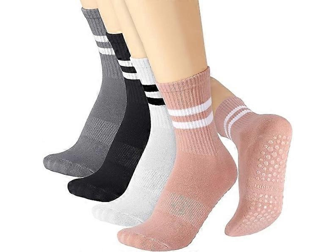 Conjunto de 4 Meias de Ioga Femininas Antiderrapantes com Aderência AQUAFORGE
