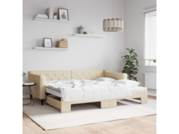 Sofá cama con cajón 90x200 cm Tejido crema