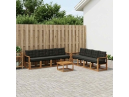 Vidaxl Conjunto De Sofás Para Exterior 9 Pcs Natural E Preto