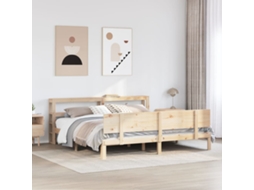Estrutura De Cama Com Cabeceira 200x200 Cm Pinho Maciço