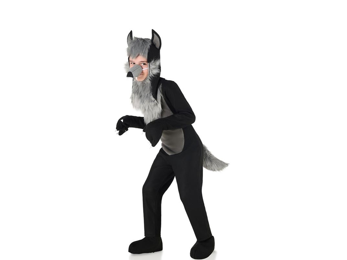 Fato de lobo peludo preto para criança