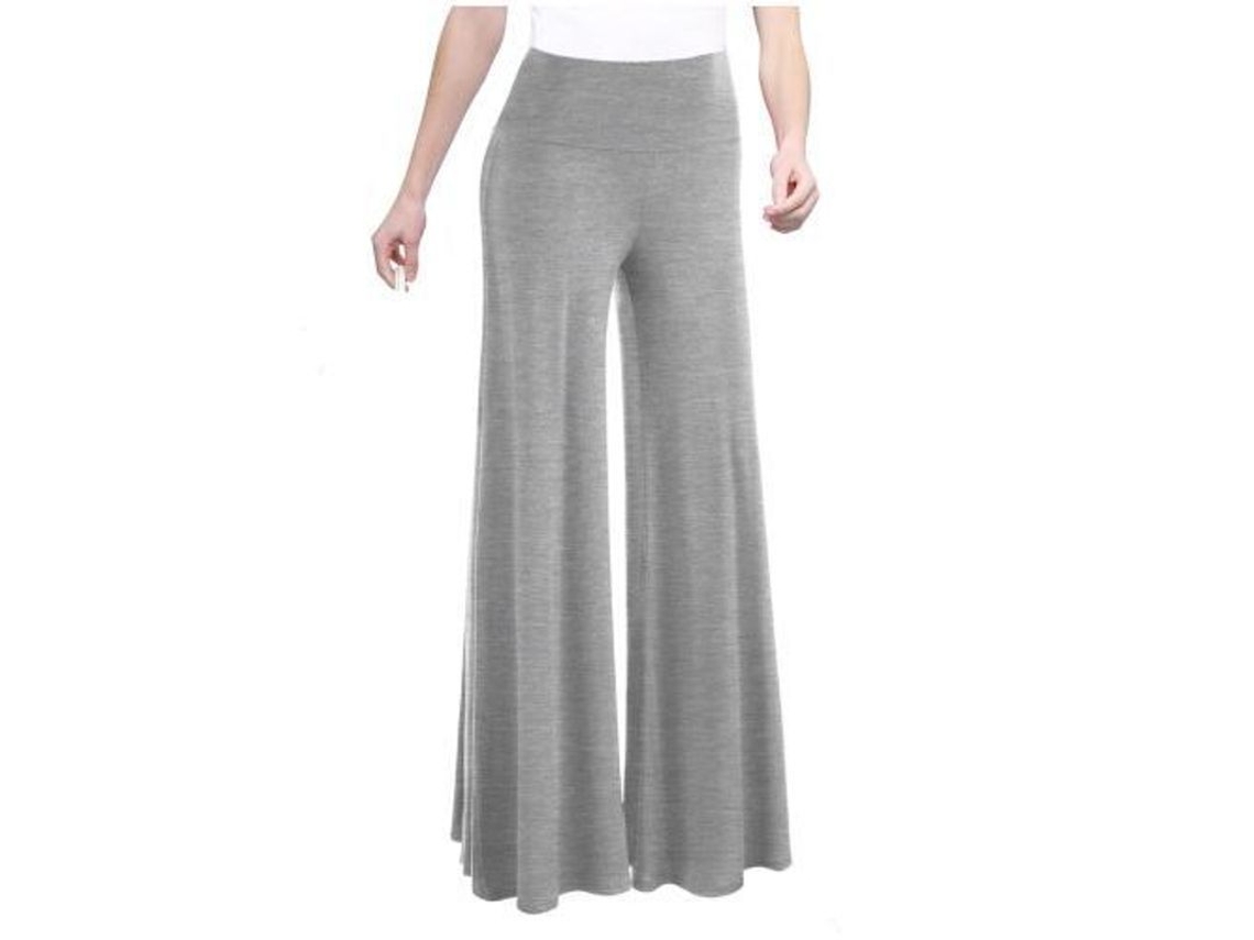 2026 pantalones de Salón de Pierna Ancha Elásticos para Mujer Con Cintura Alta Casual Y Cómodos L Gris
