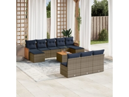 Vidaxl Conjunto De Sofá De Jardim Com 11 Peças E Almofadas Em Rattan Sintético Cinza