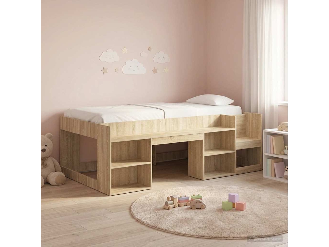 Vidaxl Estrutura De Cama Infantil Com Armazenamento Carvalho Sonoma