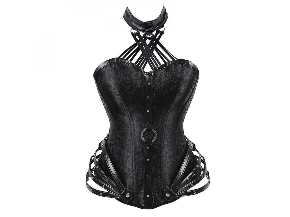 2026-corset Overbust De Couro Tamanho Grande Com Ossos De Aço Para Mulher Estilo Gótico Steampunk S Negro