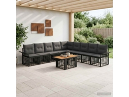 Vidaxl Conjunto De Sofá De Jardim 10 Unid. Preto E Cinza Escuro