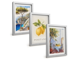 Composição De Quadros Vistas De Positano Com Limões Espelharte (3 Peças 20x30 Cm)
