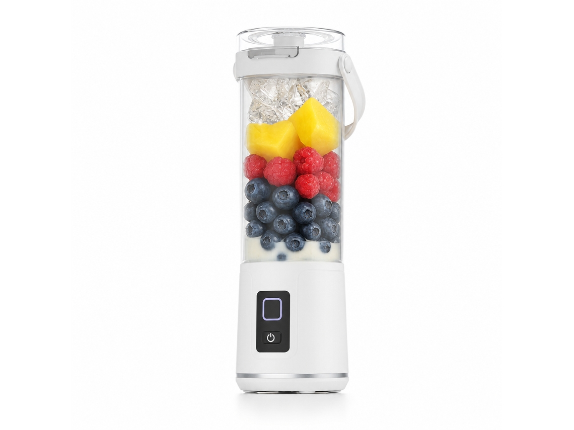 Liquidificador Portátil Sem Fios Branco Para Smoothies E Sumos, 7,4 V, Bateria De 1200 Mah