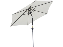 Chapéu De Sol De Jardim Ø270x235cm Chapéu De Sol De Alumínio Reclinável Com Manivela E 6 Hastes Para Terraço Exterior Balcão Creme