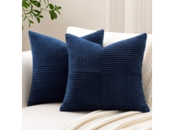 Conjunto De 2 Capas De Almofada De Corduroy - Com Padrão Cruzado - Decorativas - (40x40cm, Azul Marinho)