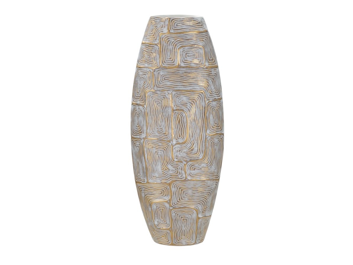 Vaso Torre Eclips Cm 24x11,5x59,5 Único / Dourado, Branco