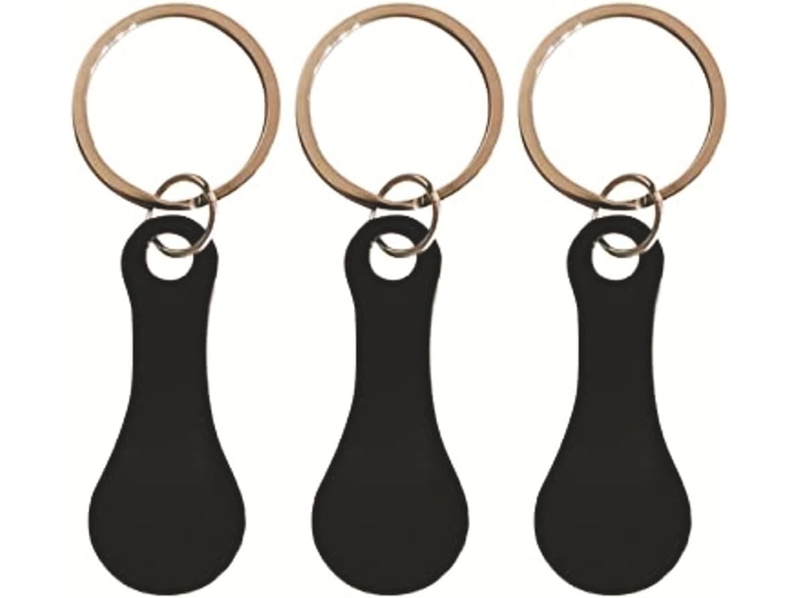 Conjunto De Chaveiros Em Aço Inoxidável Preto, 3 Peças, Token Para