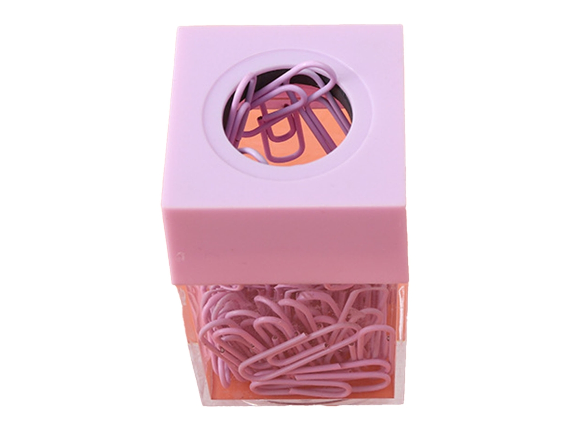Dispenser De Clips Magnético Transparente Organizador Para Escritório, Oficina E Escola Roxo