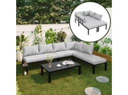 Conjunto Jantar Jardim VELTRIX com 6 lugares, ferro galvanizado, sofá modular