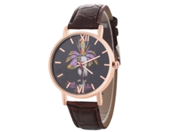 Relógio de quartzo unissex com pulseira de couro casual, simples e elegante.