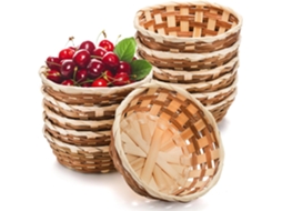 Conjunto De 12 Cestas Redondas Para Presentes, Em Bambu, 17 Cm, Pequenas Cestas De Bambu Para Pão E Frutas, Cestas Para Servir Alimentos