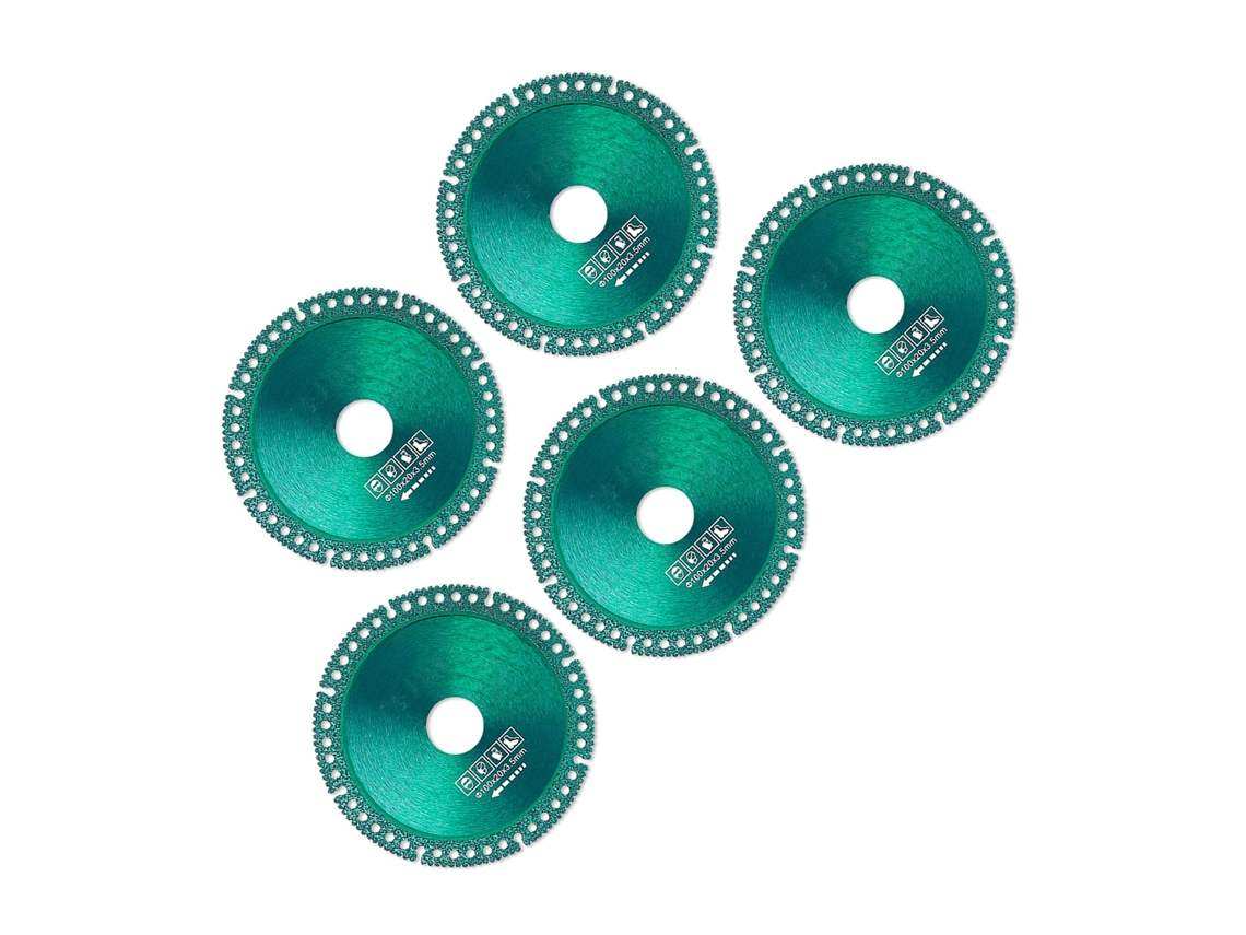 Lâmina de serra multifuncional com disco diamantado para corte de tubos de cerâmica e PVC, pacote com 5 unidades.