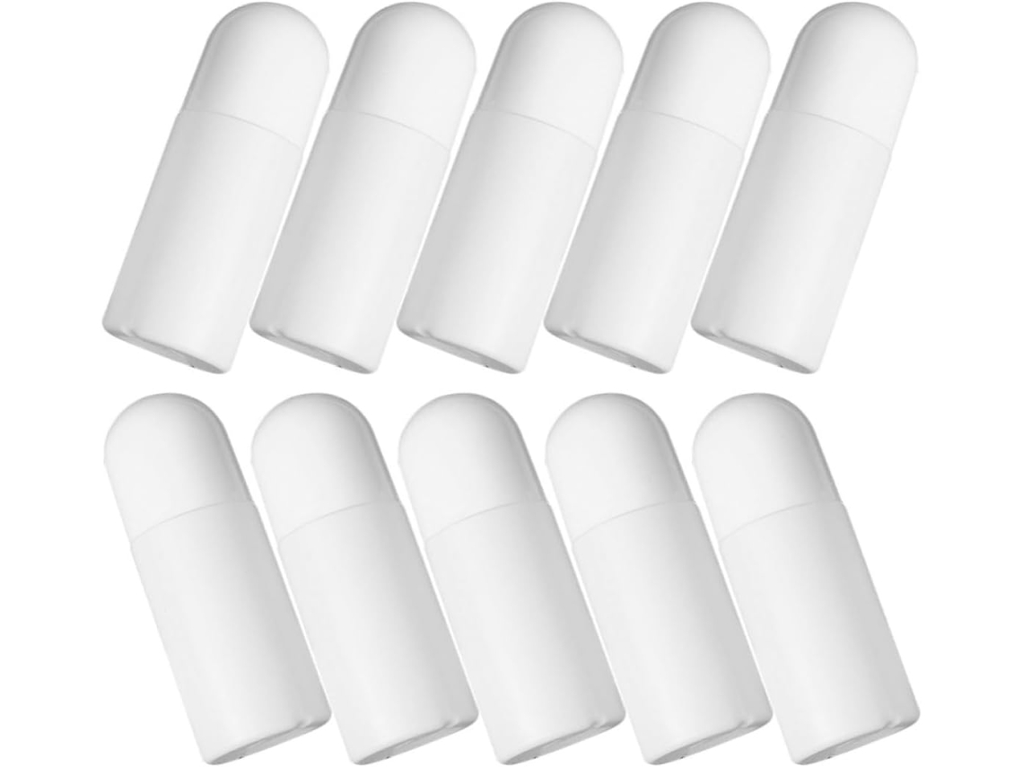 10 Frascos De Perfume Roll-on Recarregáveis De Plástico Branco De 30ml