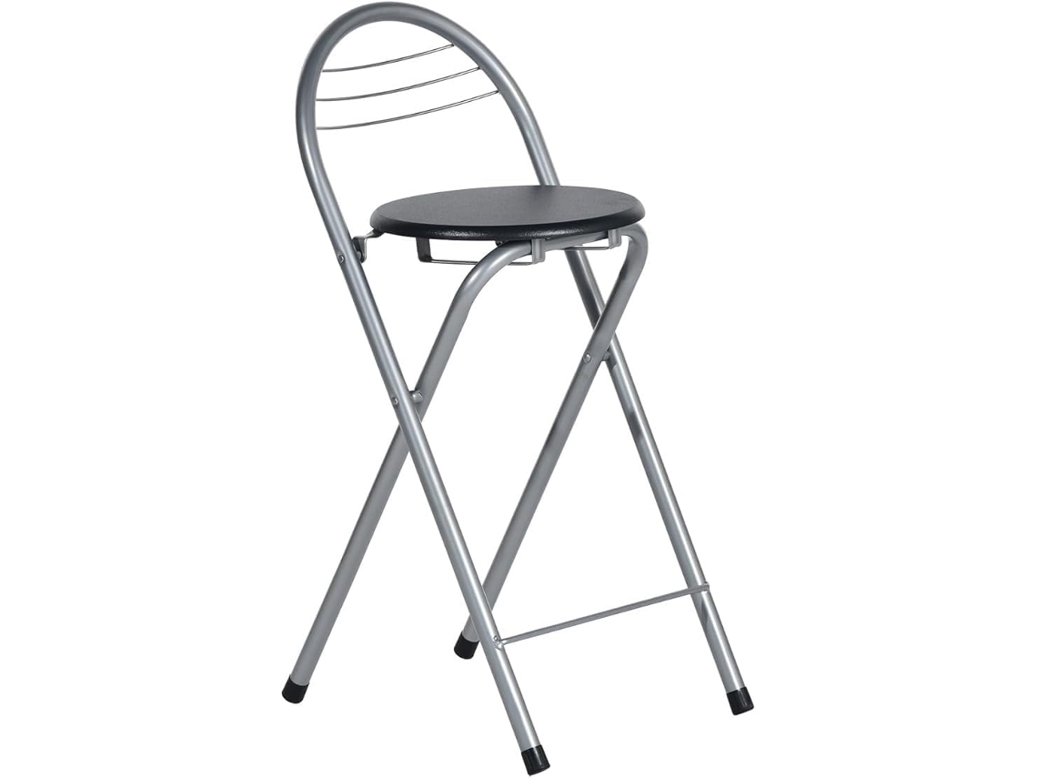 Banqueta Dobrável Com Encosto, Metal, Assento Redondo Em Ideal Para Balcões De Bistrô/cozinhas, Otimizando