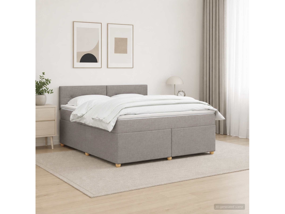 Vidaxl Cama Box Spring Com Colchão Cinzento-acastanhado 180 X 200 Cm