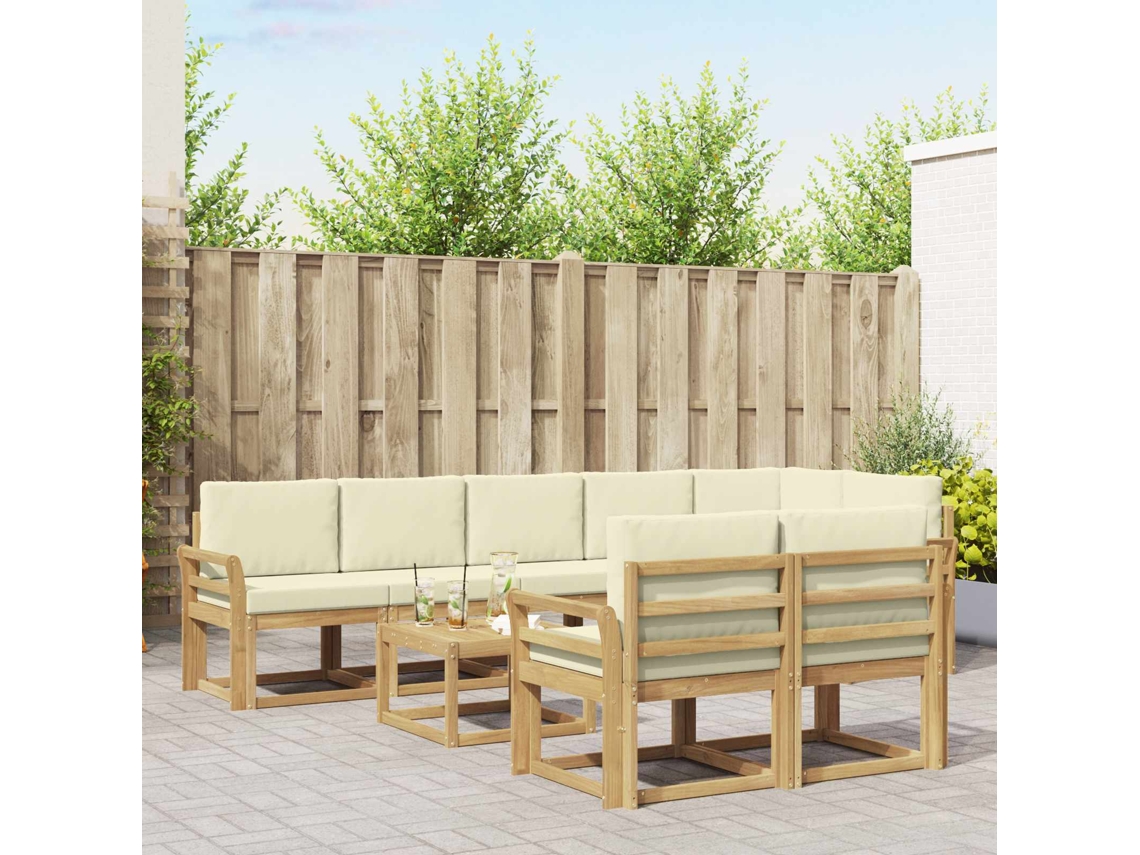 Vidaxl Conjunto De Sofás Para Exterior 9 Unid. Branco E Creme
