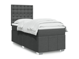 Vidaxl Cama Com Molas/colchão 80x200 Cm Tecido Cinzento-escuro
