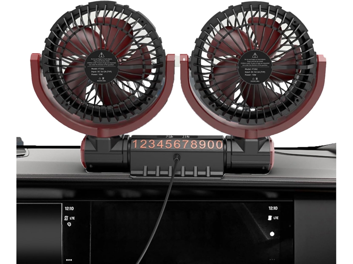 Ventilador Usb Para Carro, Com Duas Cabeças E Três Velocidades