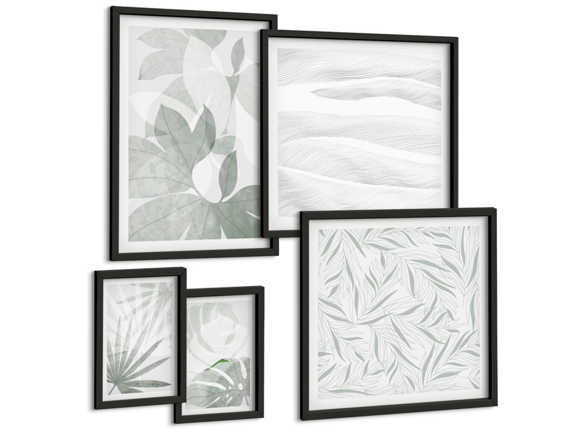 Conjunto De Pinturas Motivos Vegetais De Verde Espelharte (5 Peças)
