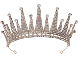Coroa De Noivado Ciieeo Em Liga Metálica Leve Com Strass Dourados, Design Elegante E Portátil Para Noivados.