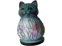 Abajur em formato de gato, luz noturna de LED, escultura decorativa de animal em resina, ideal para o quarto.