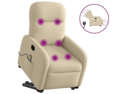 Vidaxl Poltrona Elétrica Elevatória Massagens Tecido Creme
