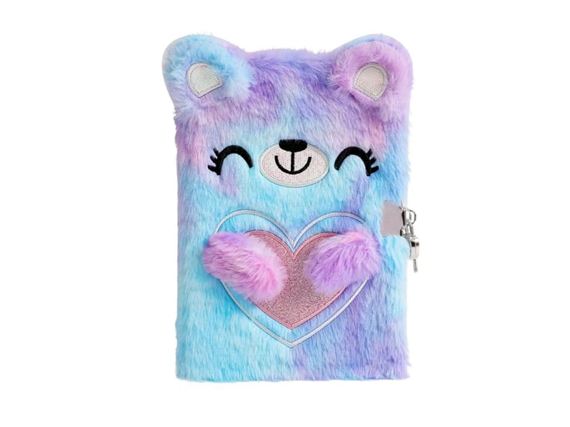 Diário Secreto Com Cadeado, Caderno Infantil De Pelúcia Rosa, Presente Roxo