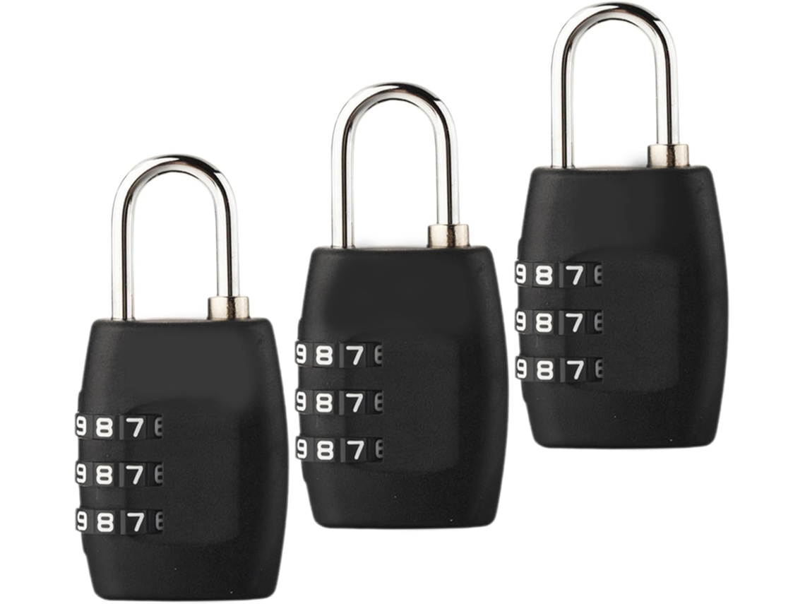 Conjunto De 3 Cadeados Combinação Para Malas, Mochilas E Bolsas
