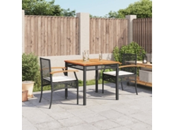 3 Pcs Conjunto De Jantar P/ Jardim C/ Almofadões Vime Pe Preto Dkd Home Decor