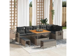 Vidaxl Conjunto De Sofá De Jardim 11 Unid. Cinzeto Vime Pe