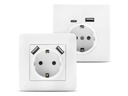 Toma De Parede Com 2 Portas Usb (a E C) 3a, Proteção De Segurança, Carregamento Rápido, Compatível Com Caixas Embutidas Padrão