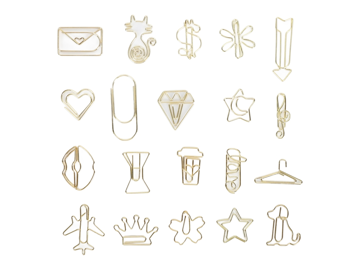 100 Clips De Papel Decorativos Metálicos Antideslizantes, Bonitos E De Forma Original Para Documentos E Scrapbook, Cor Ouro
