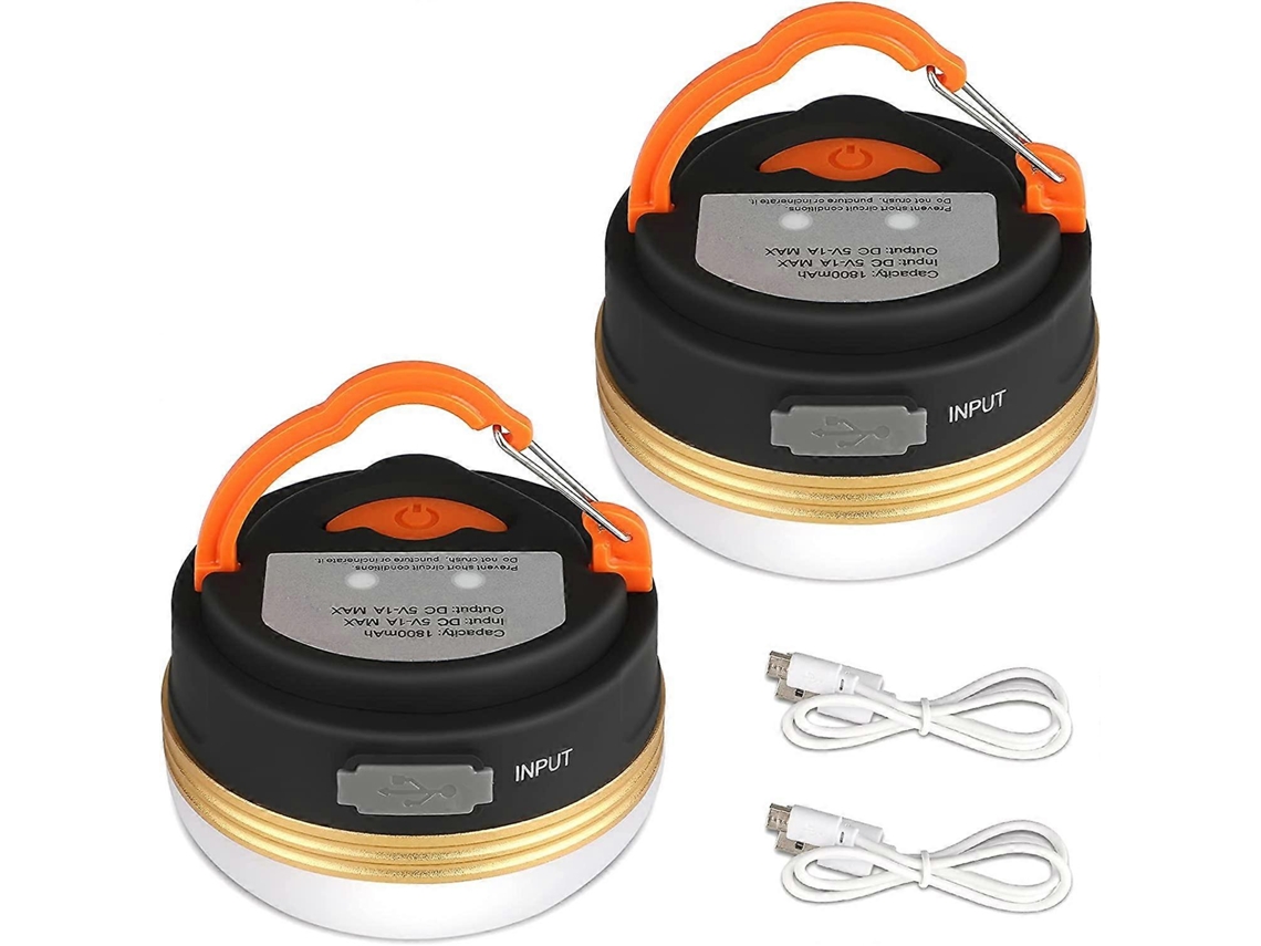 Lanterna De Acampamento Pacote Com 2 Bateria Recarregável Para Barraca, Resistente À Água, Base Magnética, Funciona Olysi Shop