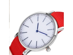 Relógio masculino de quartzo com pulseira de nylon, mostrador redondo, estilo casual e elegante.
