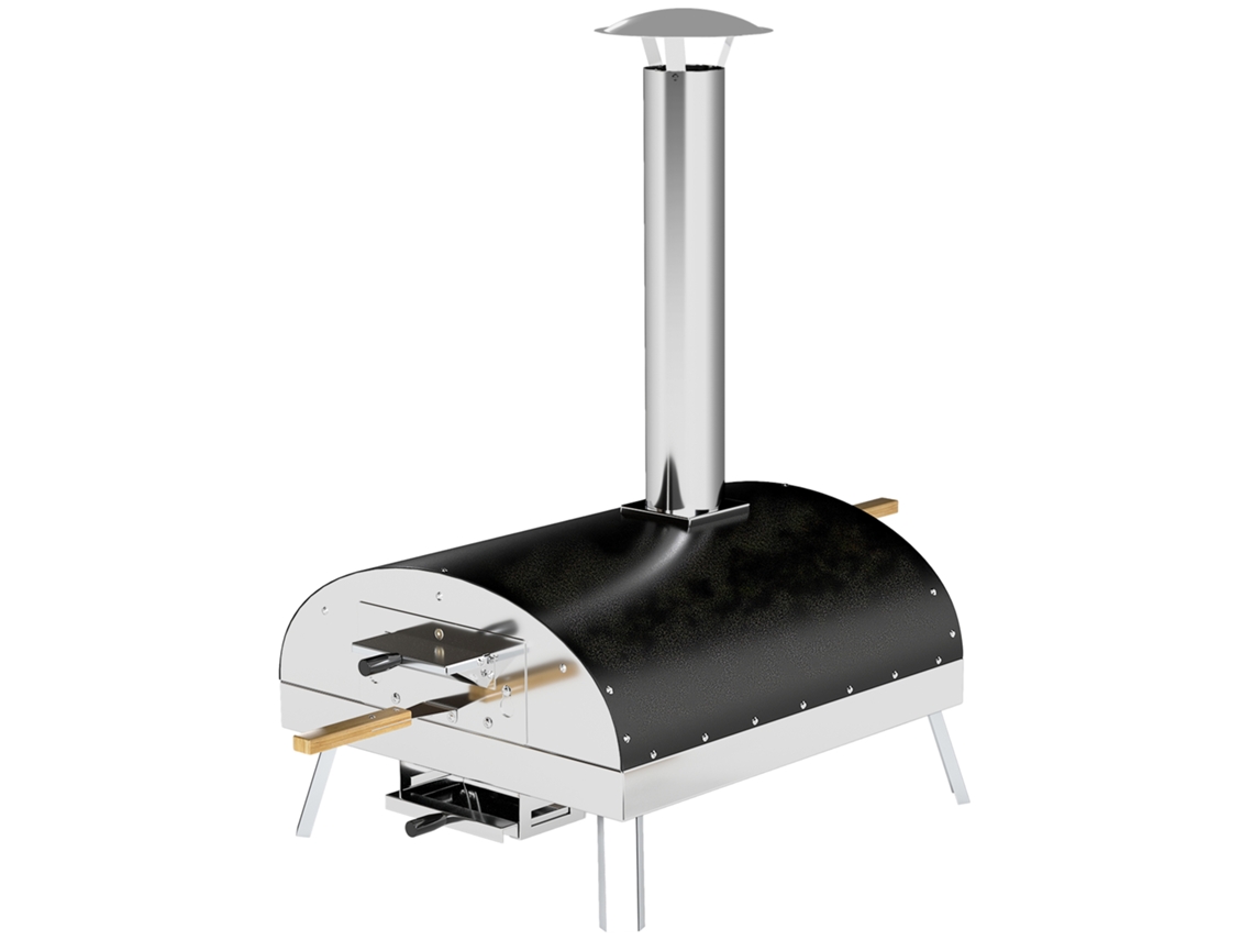 Mini Forno de Pizza portátil a lenha com pedra Ø33cm e bandeja giratória