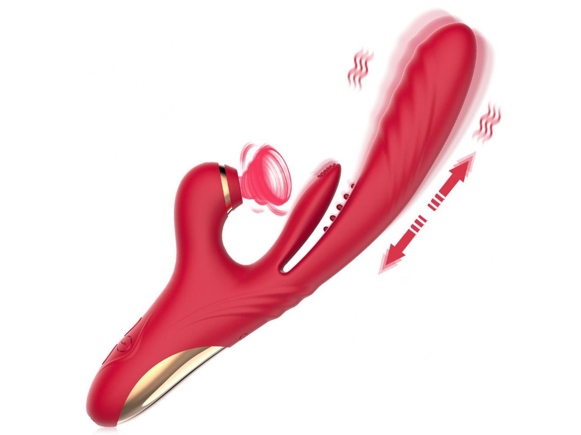 3 Em 1 Vibrador De Massagem Telescpica Para Chupar Lngua E Lamber Para Mulheres (vermelho)
