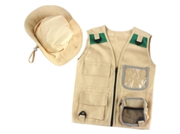 2026 kit de Aventura Ao Ar Livre, Colete Cargo e Boné para Crianças, Traje de Explorador Confortável e Duradouro Caqui
