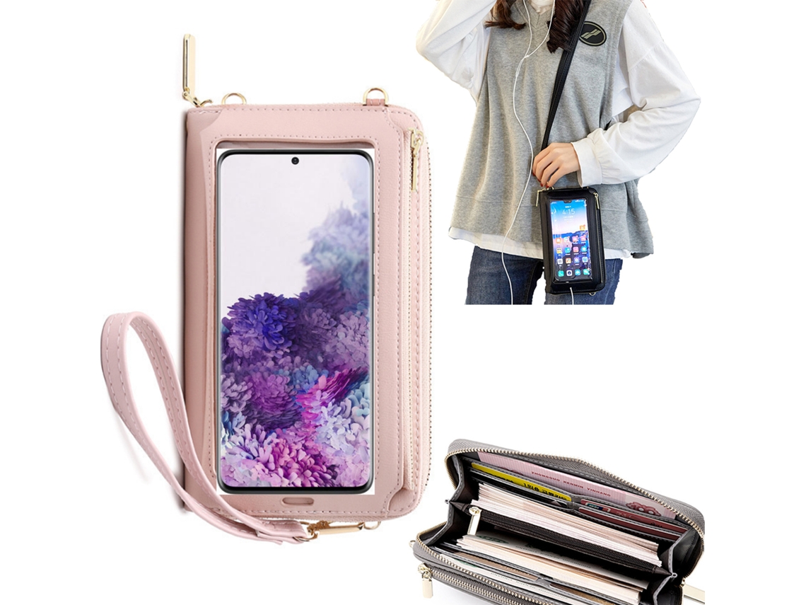 Bolsa Mala Tira-Colo com Função Touch Ecrã para Samsung S20 Plus Rosa