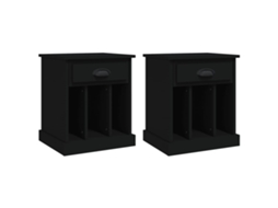 Bedside Cabinet, Bedside Cabinets Vidaxl Preto Madeira Processada (n/a)
